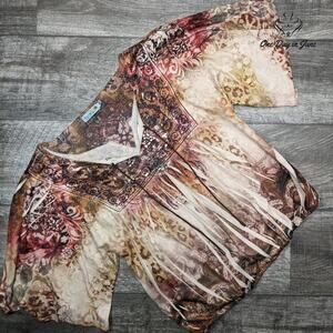 Unity World Wear Petite 3/4 Sleeve Boho Style Top Size PL